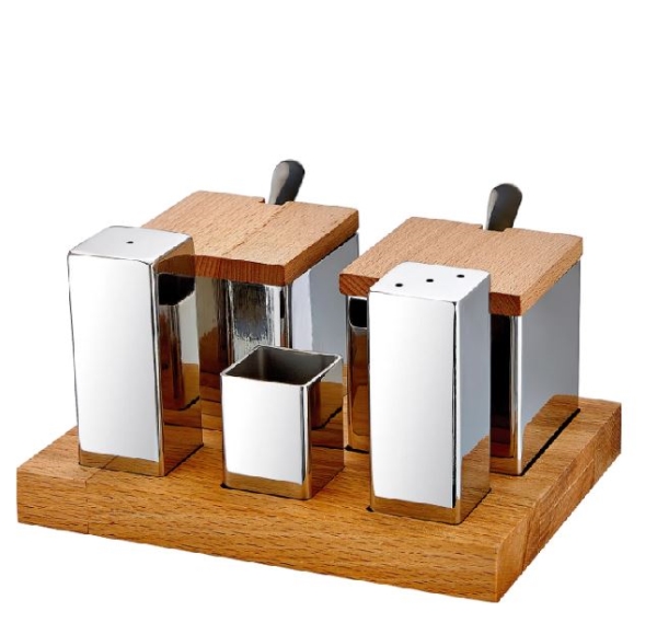 SALT SPICE CRUET SET 4PCS GRV 48 P